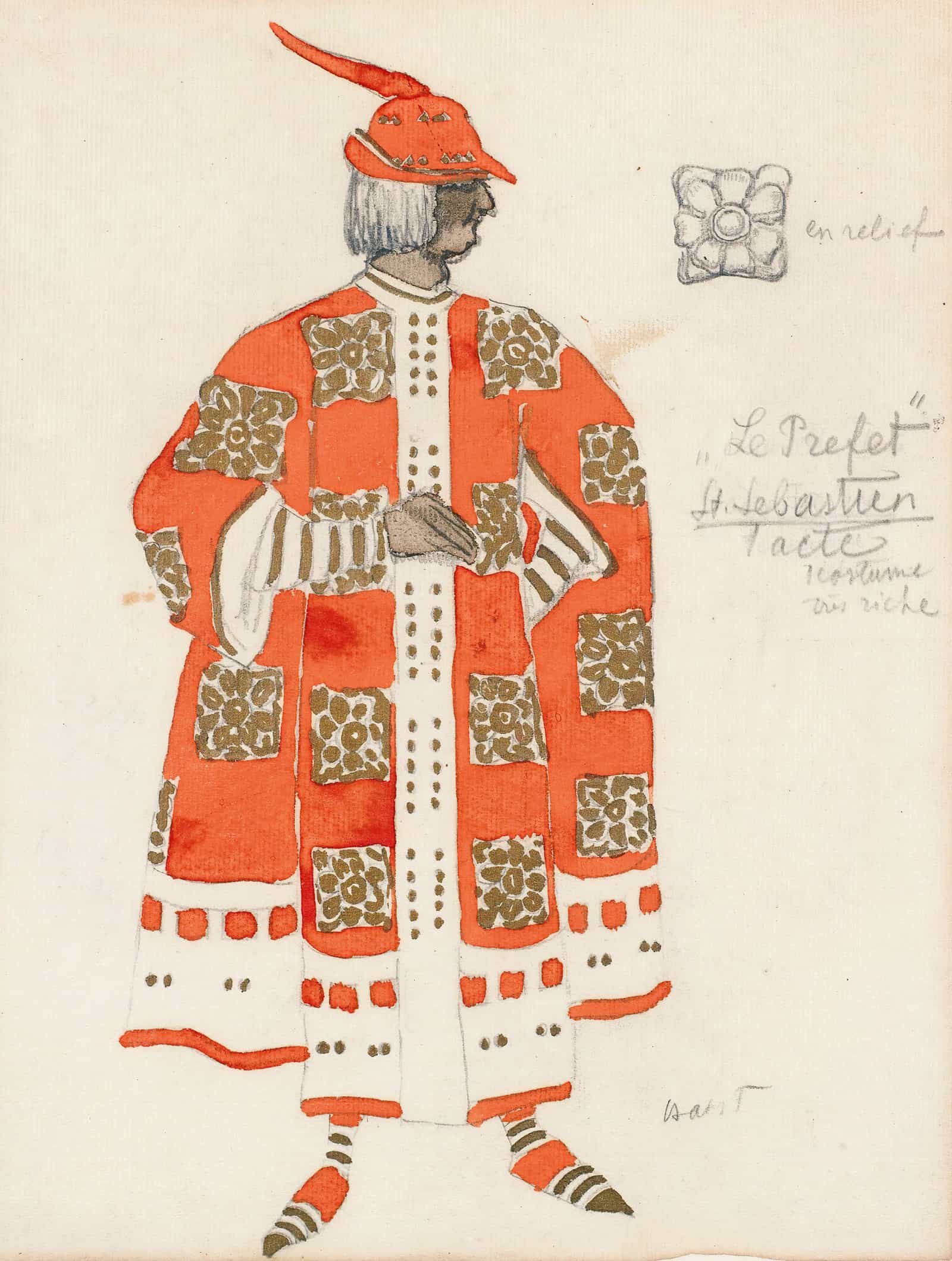 Costume Design For Act I Of The Martyrdom Of St Sebastian by Leon Bakst