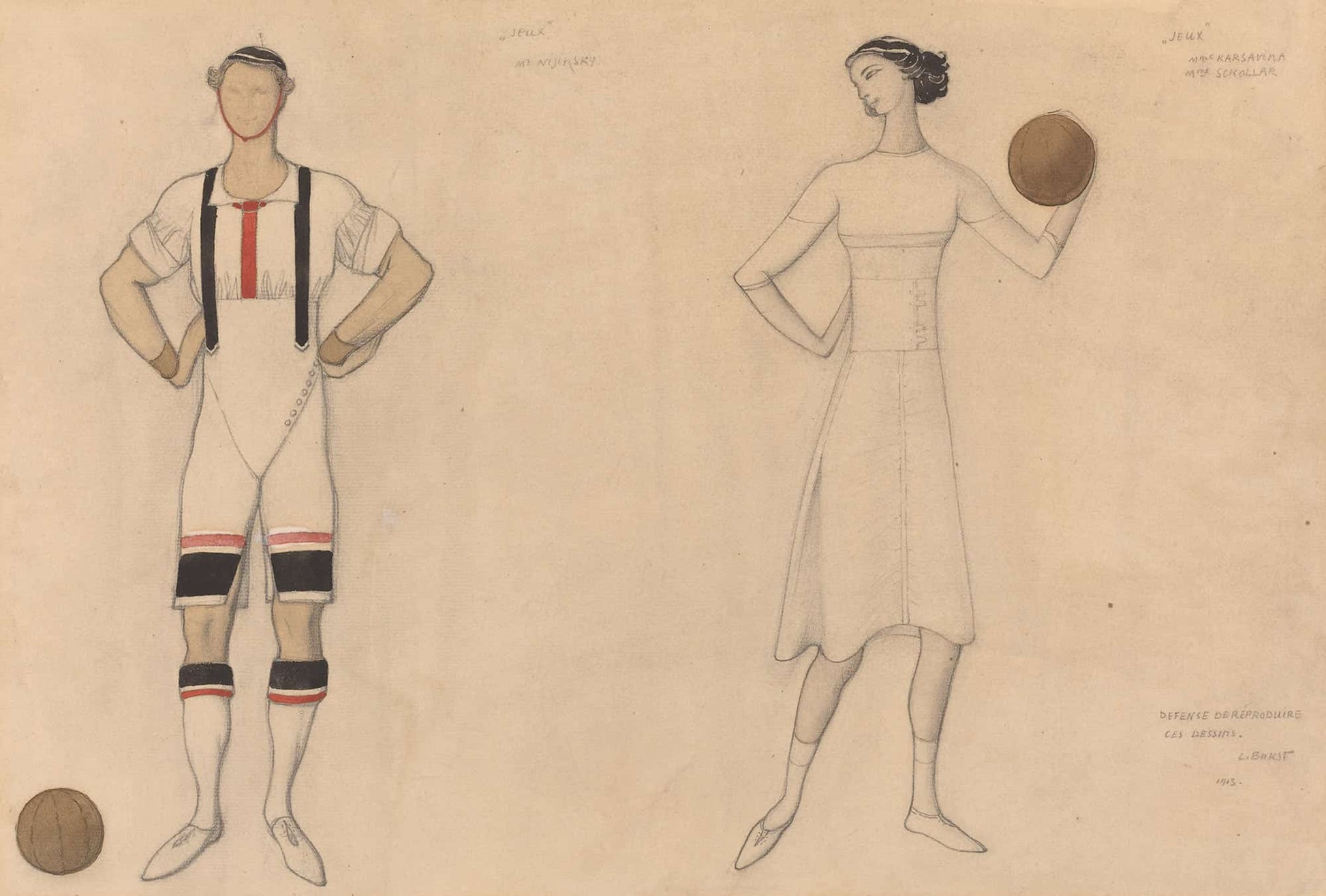 Costume Study For Jeux by Leon Bakst