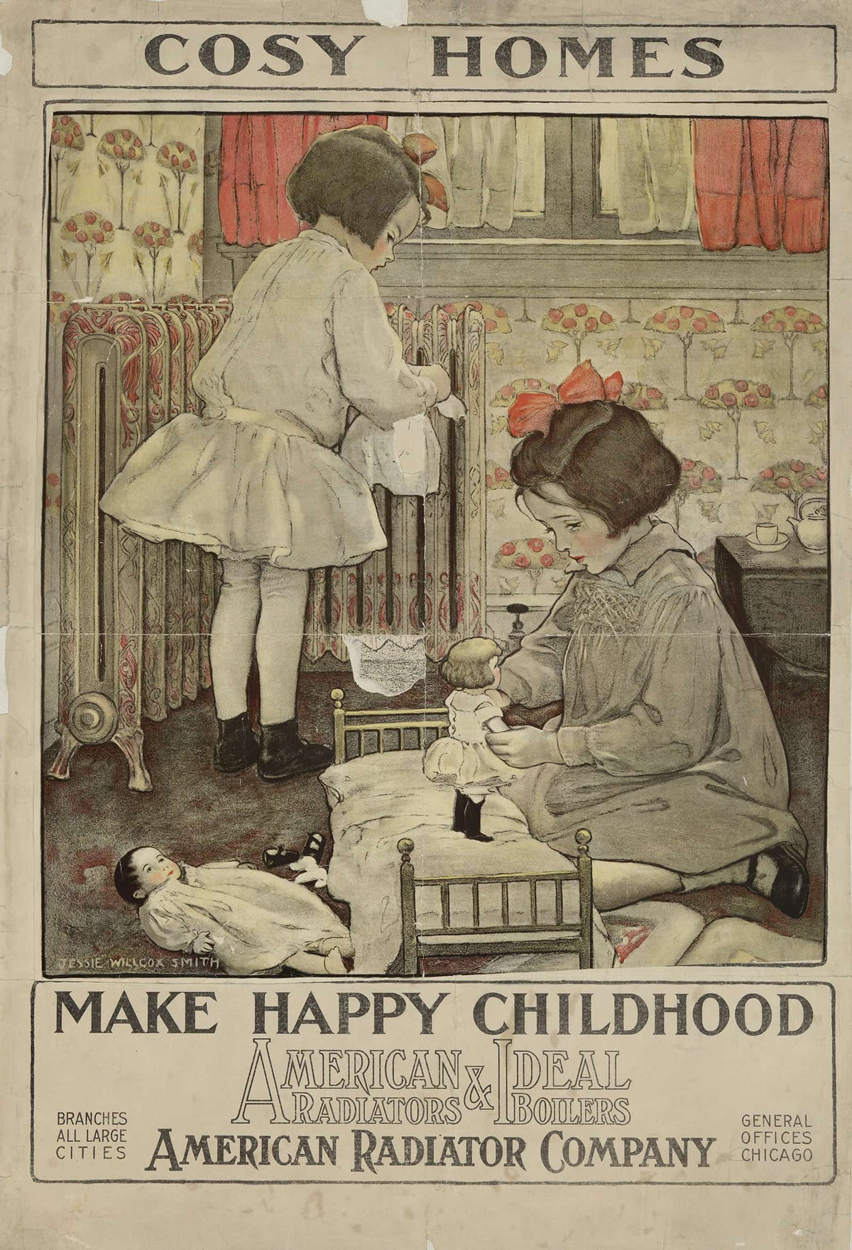 Cosy Homes Make Happy Childhood American Radiators & Ideal Boilers by Jessie Willcox Smith