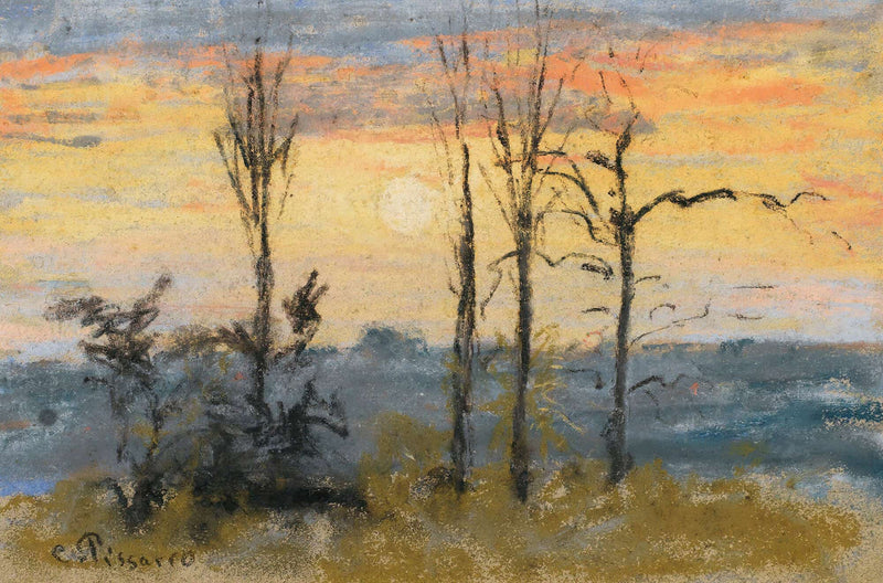 Coucher De Soleil by Camille Pissarro