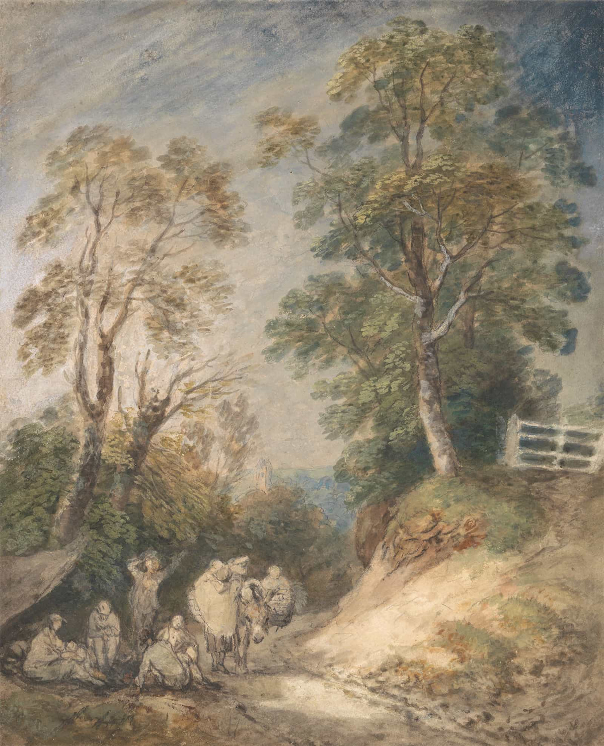 Country Lane With Gypsies Resting Between And by Thomas Gainsborough