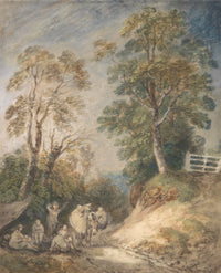 Country Lane With Gypsies Resting Between And by Thomas Gainsborough