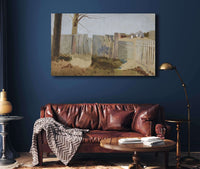 Country Scene Fence Field Farmhouse In Distance by Edwin Austin Abbey