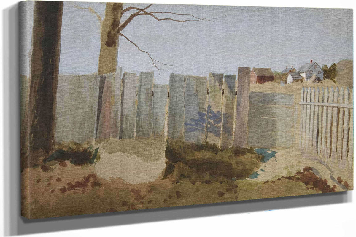 Country Scene Fence Field Farmhouse In Distance by Edwin Austin Abbey