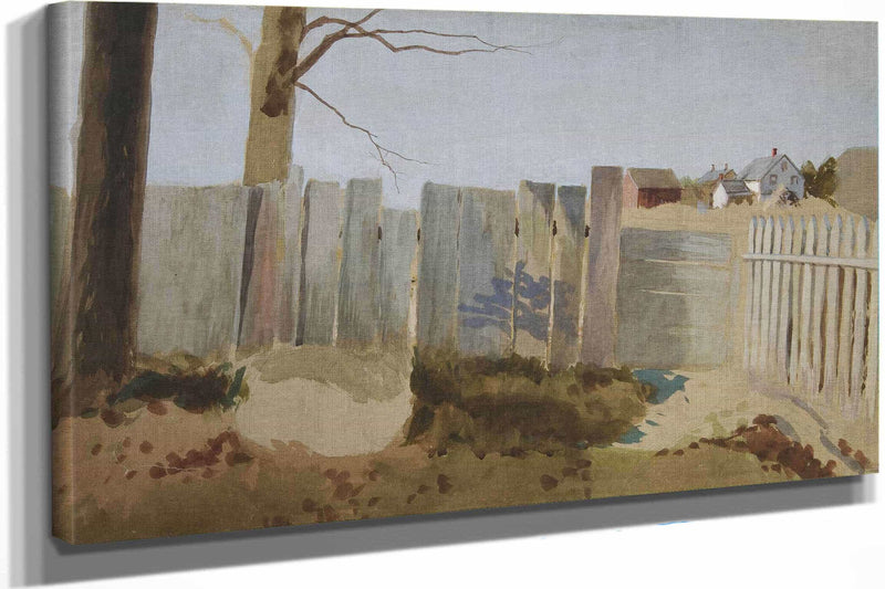 Country Scene Fence Field Farmhouse In Distance by Edwin Austin Abbey