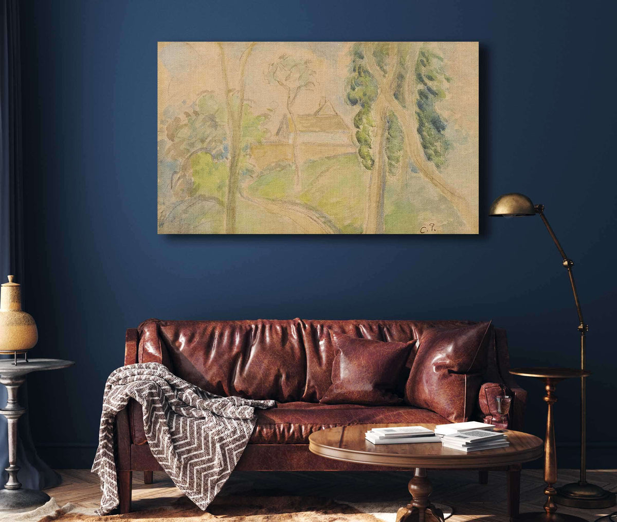 Country Scene With A House Along A Road by Camille Pissarro