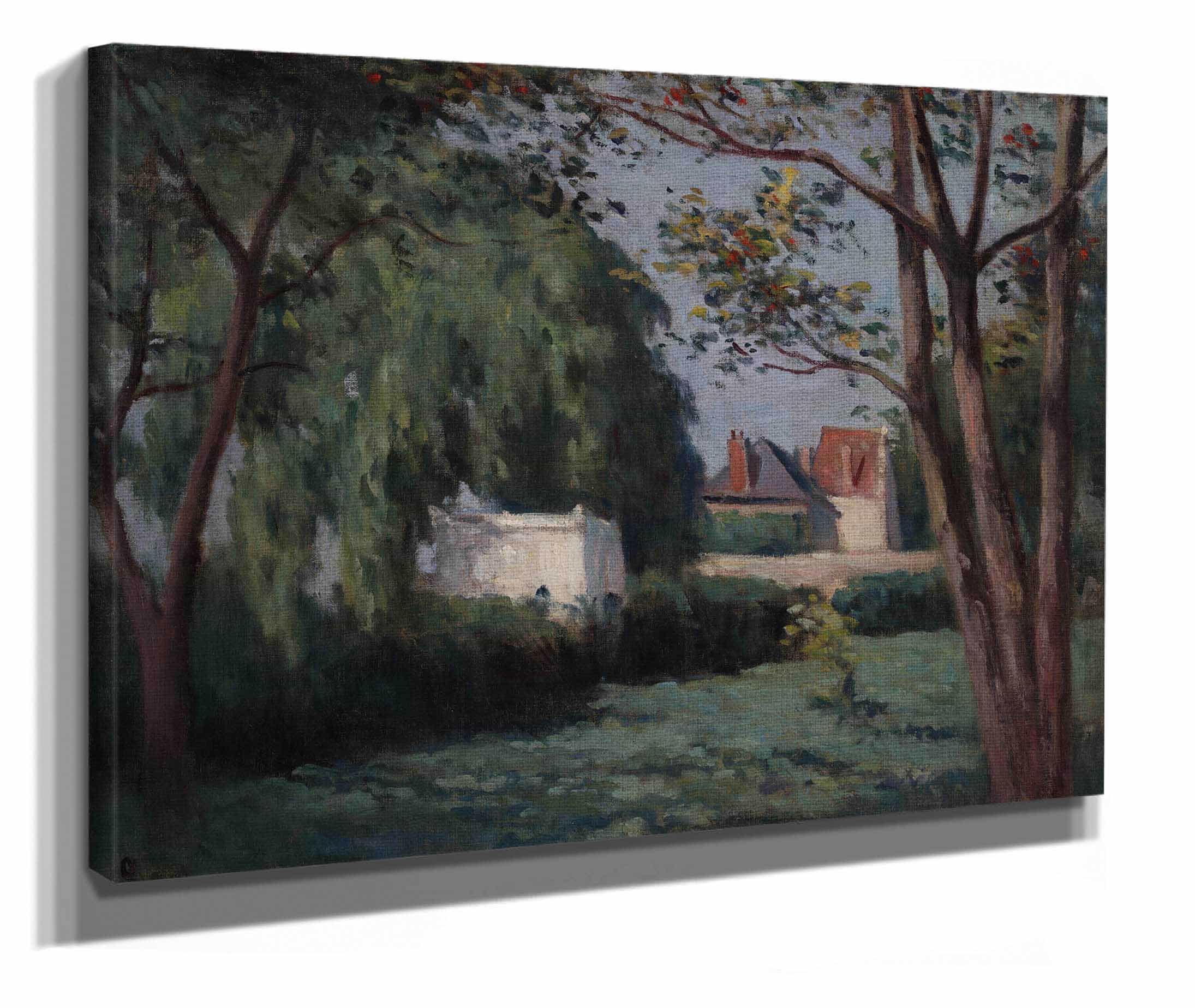 Country Scene With Three Houses And Trees by Maximilien Luce