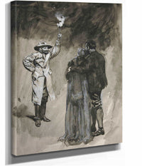 Couple Confronted In Street By Man Holding Torch by Edwin Austin Abbey