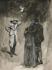 Couple Confronted In Street By Man Holding Torch by Edwin Austin Abbey