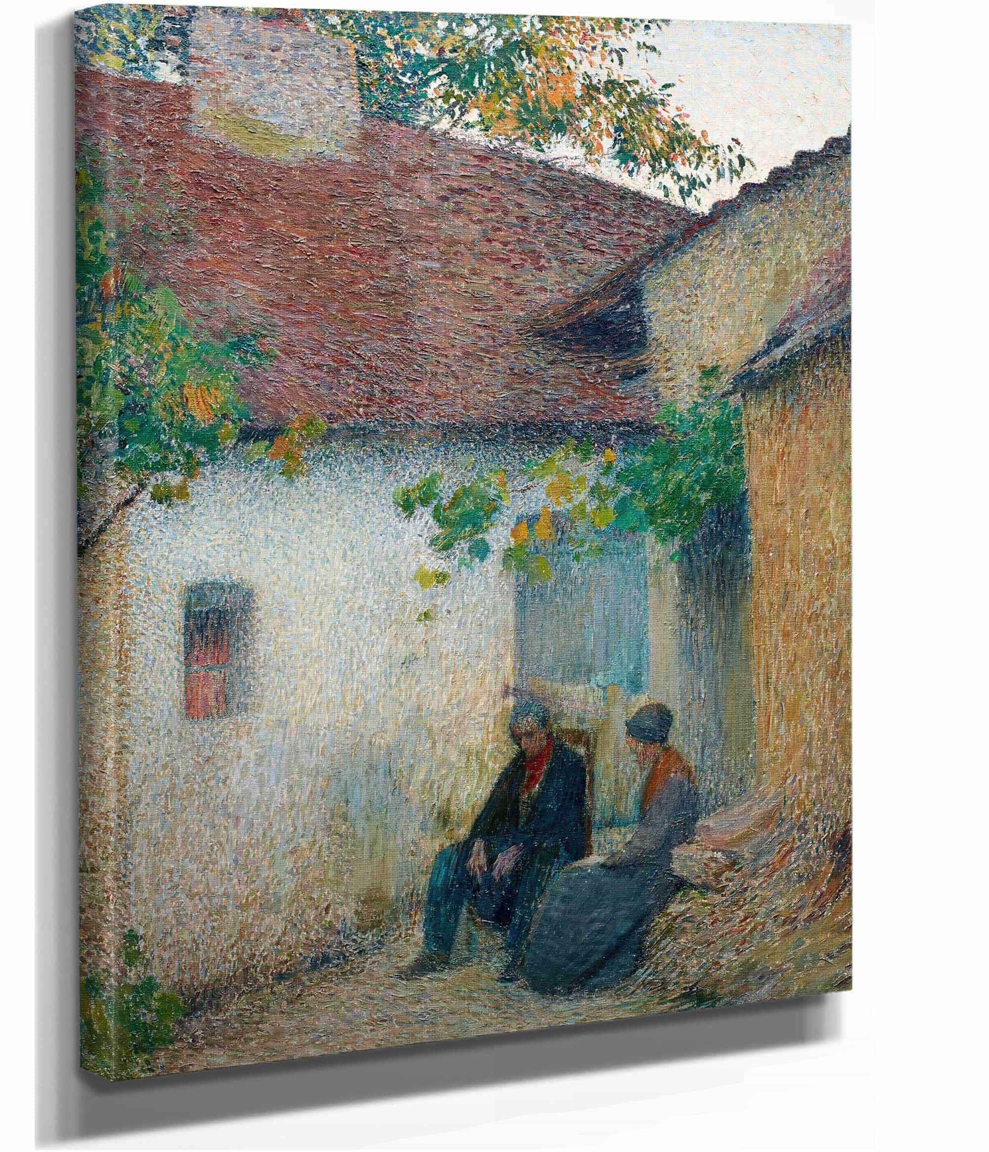 Couple En Conversation Devant La Ferme by Henri Martin