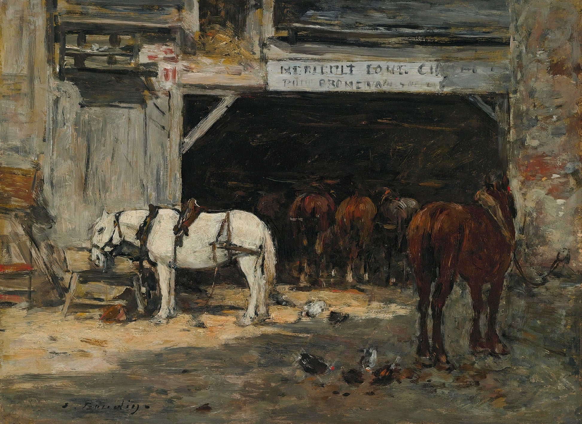 Cour Et Ecurie Dun Loueur by Eugene Boudin