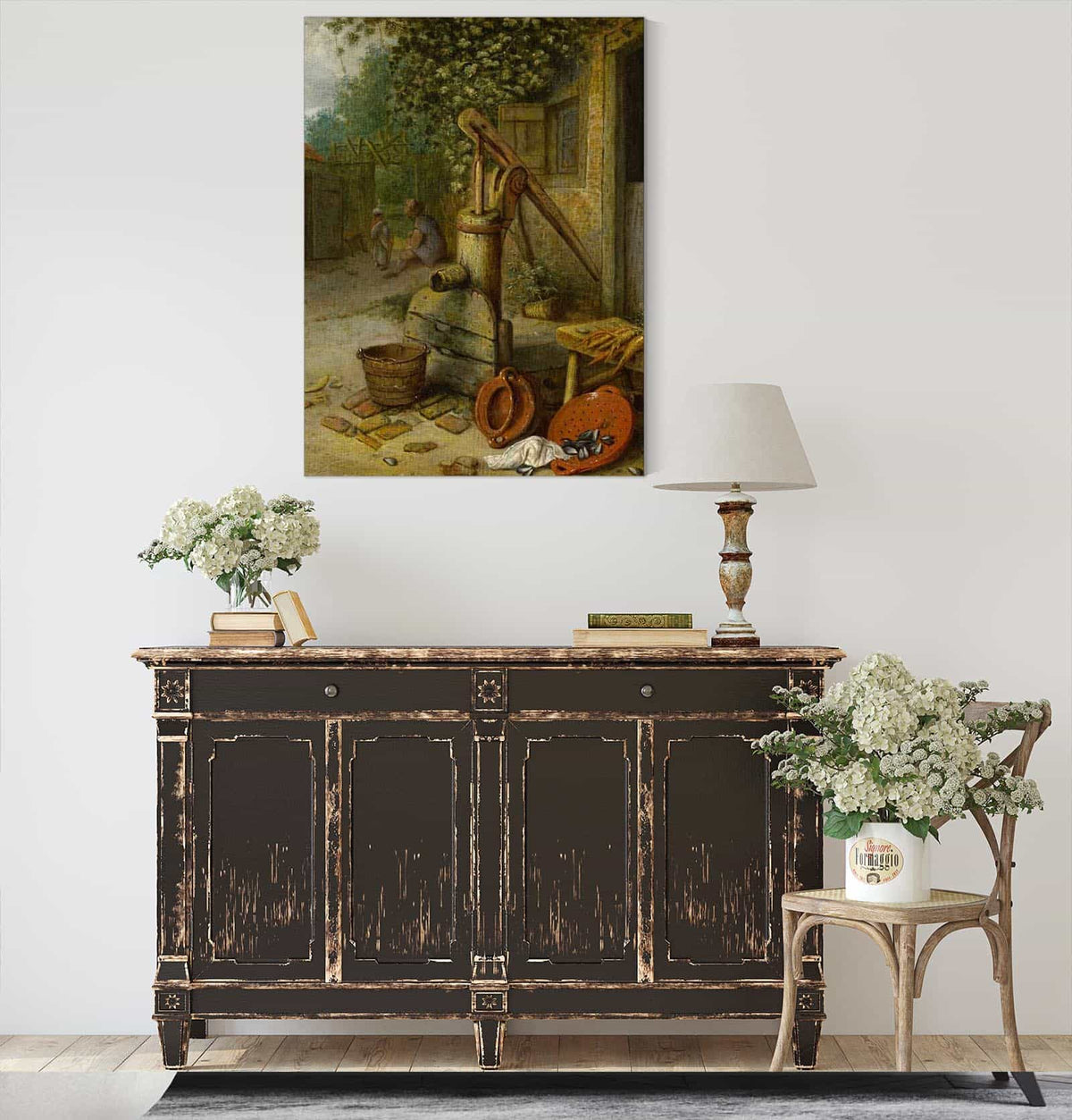 Court Of A Farm With Pump Well by Adriaen Van Ostade