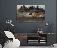 Cows In Turf Smoke Study by Eero Jarnefelt