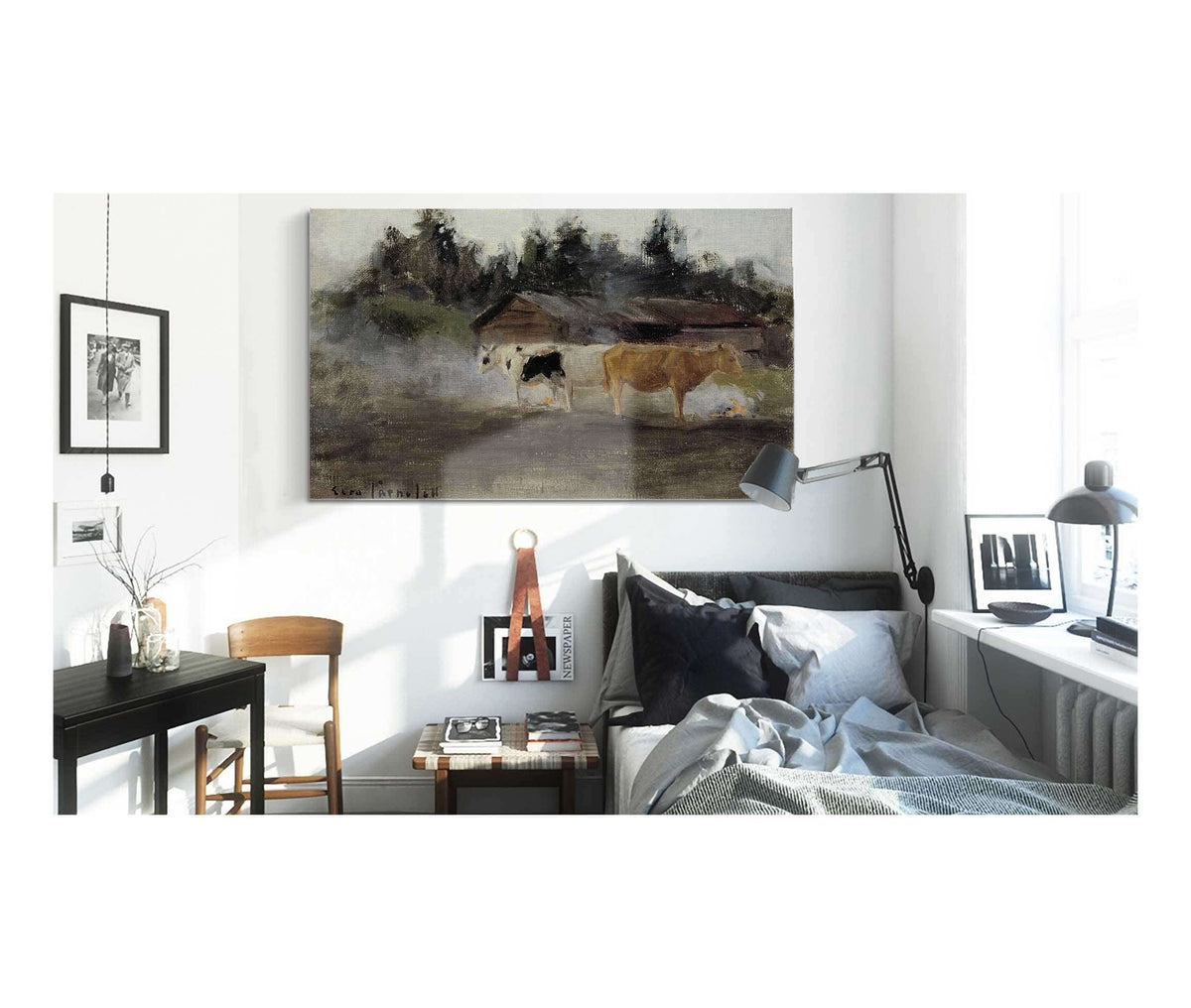 Cows In Turf Smoke Study by Eero Jarnefelt