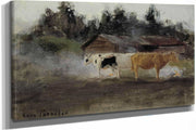 Cows In Turf Smoke Study by Eero Jarnefelt