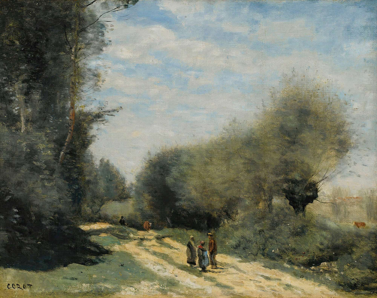 Crecy En Brie Route Dans La Campagne by Jean Baptiste Camille Corot