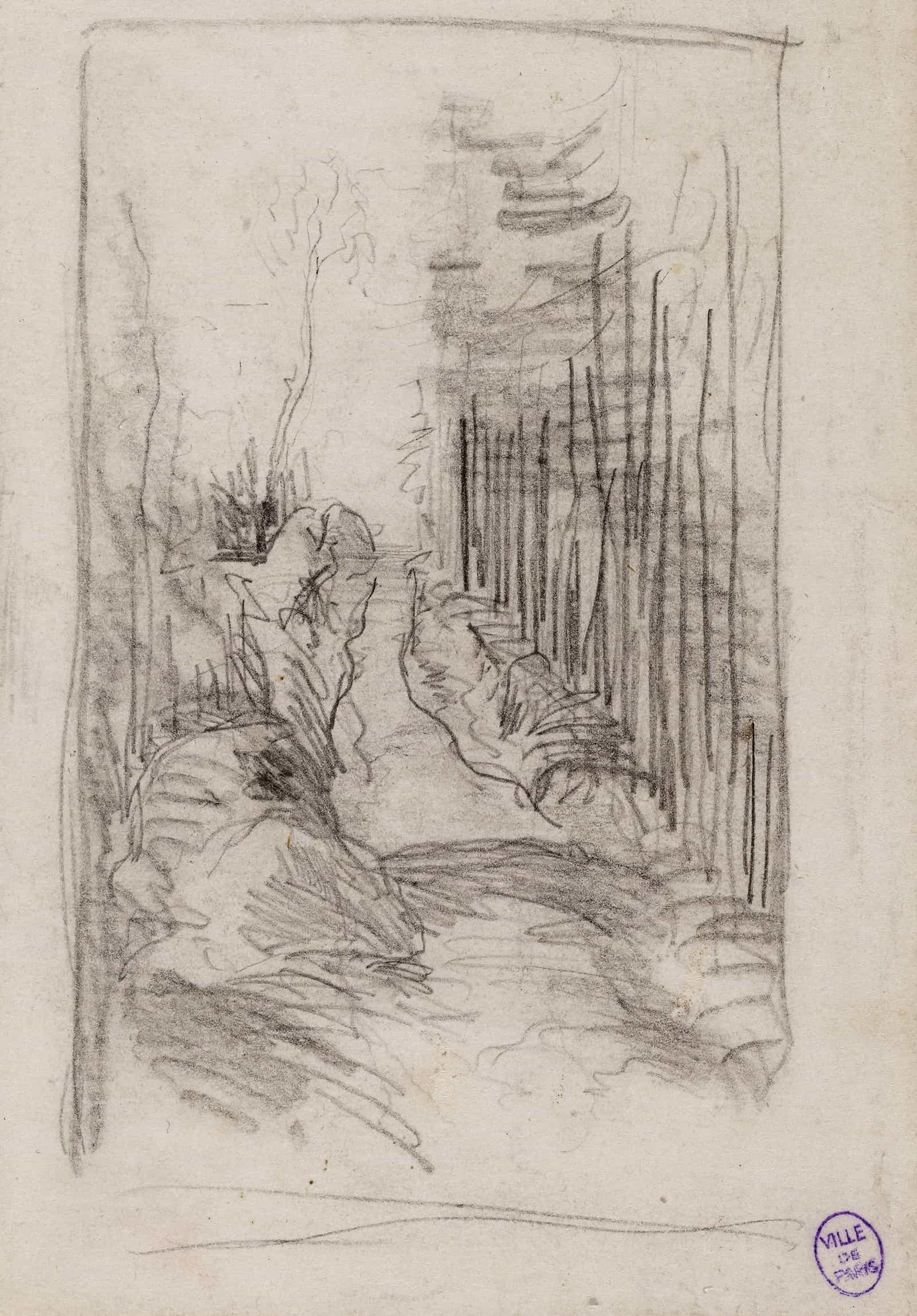 Croquis Dune Allee En Foret by Narcisse Virgile Diaz De La Pena