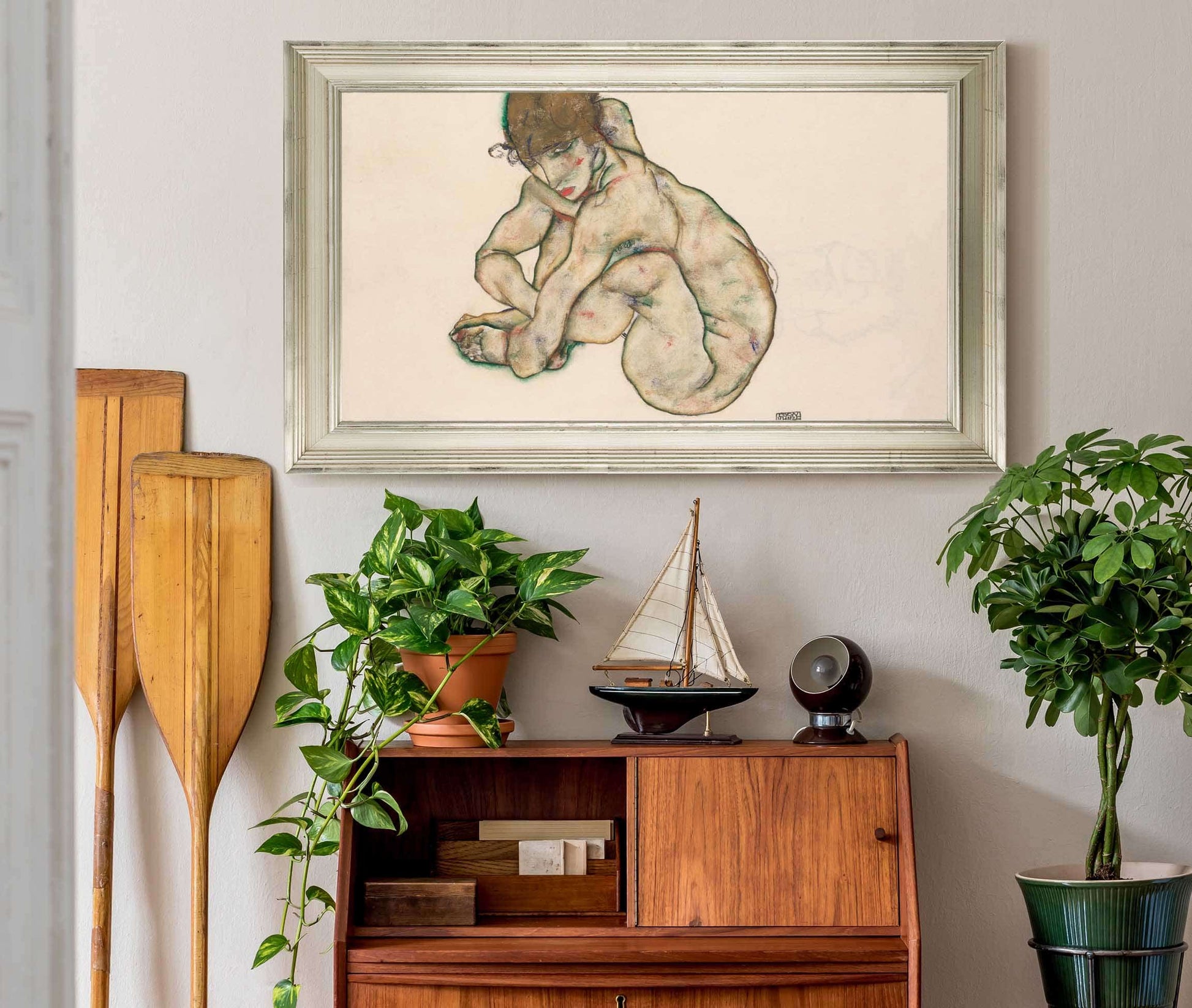 Crouching Nude Girl by Egon Schiele