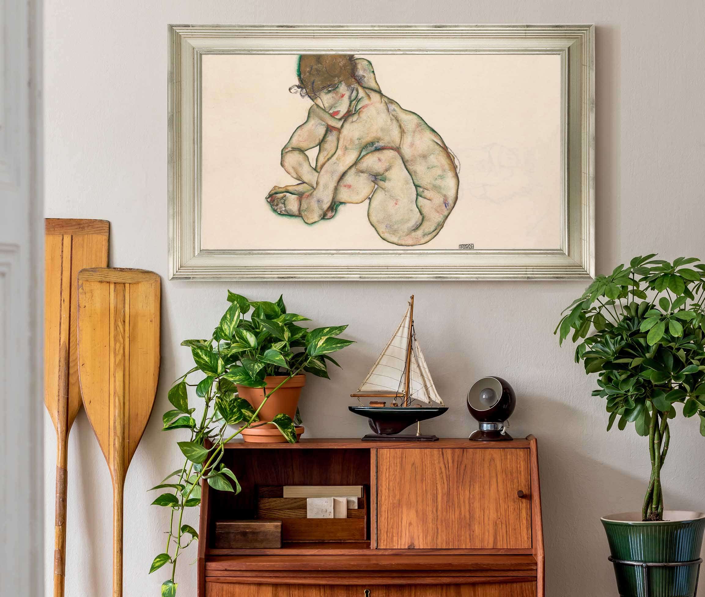 Crouching Nude Girl by Egon Schiele