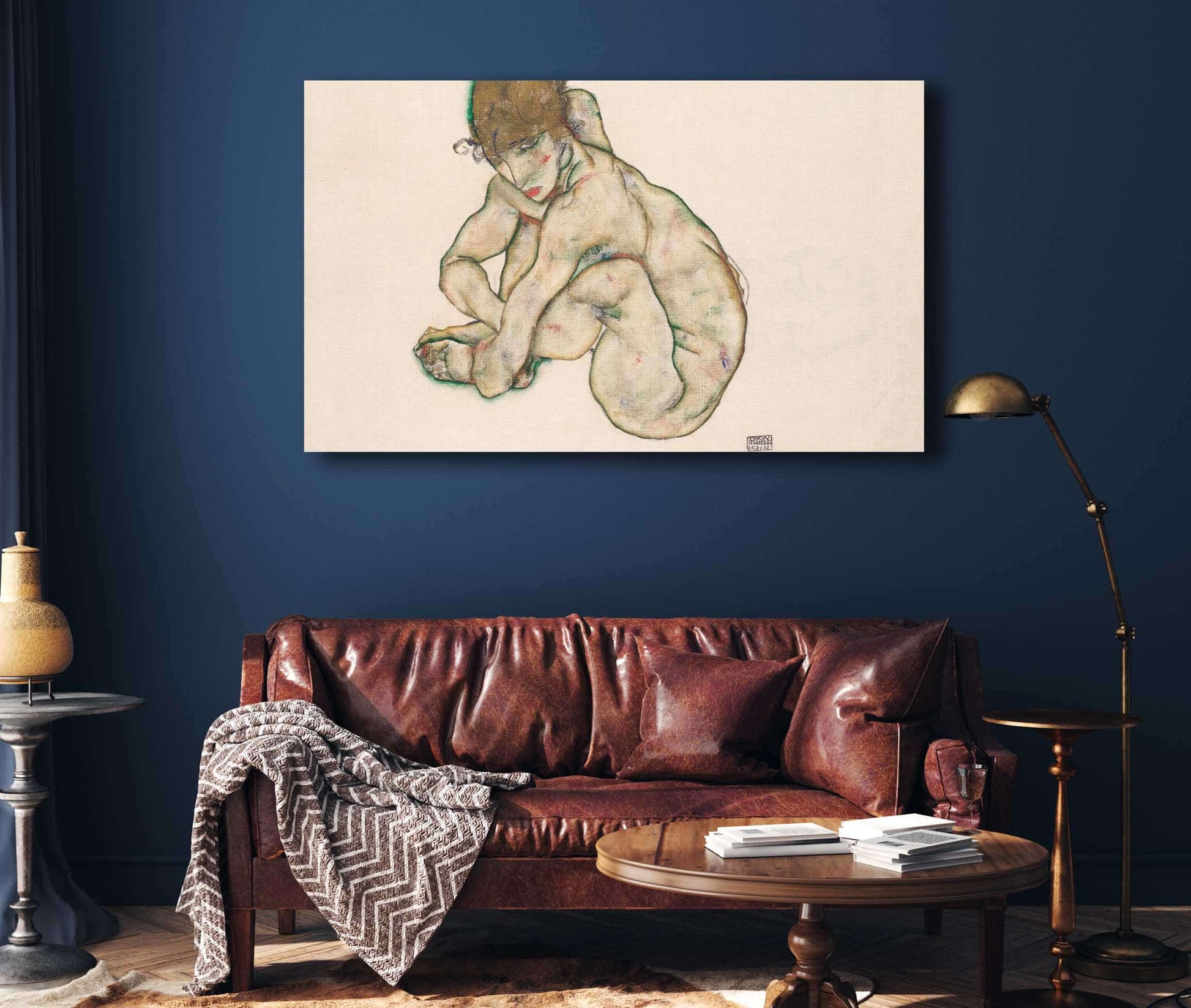 Crouching Nude Girl by Egon Schiele