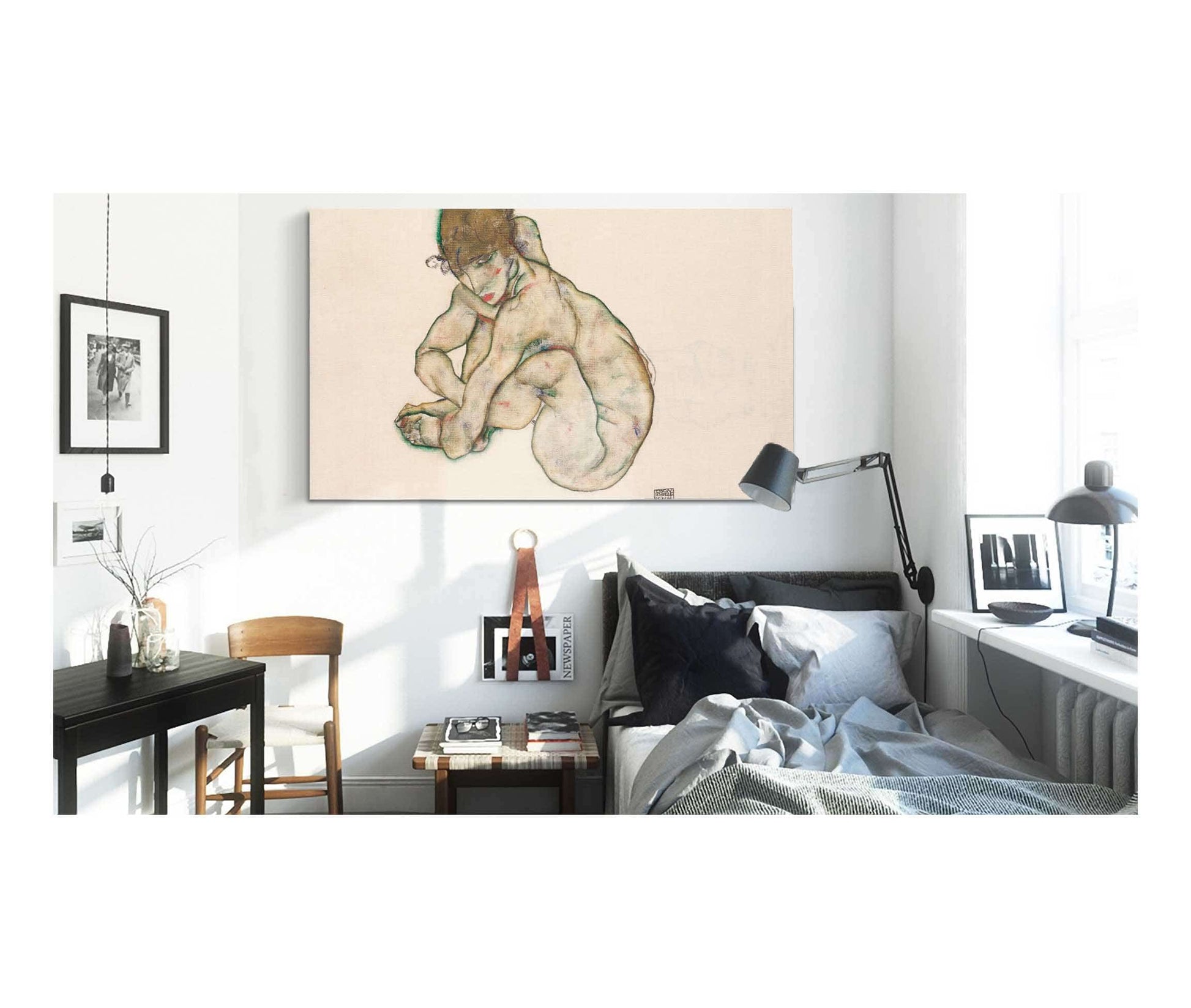 Crouching Nude Girl by Egon Schiele