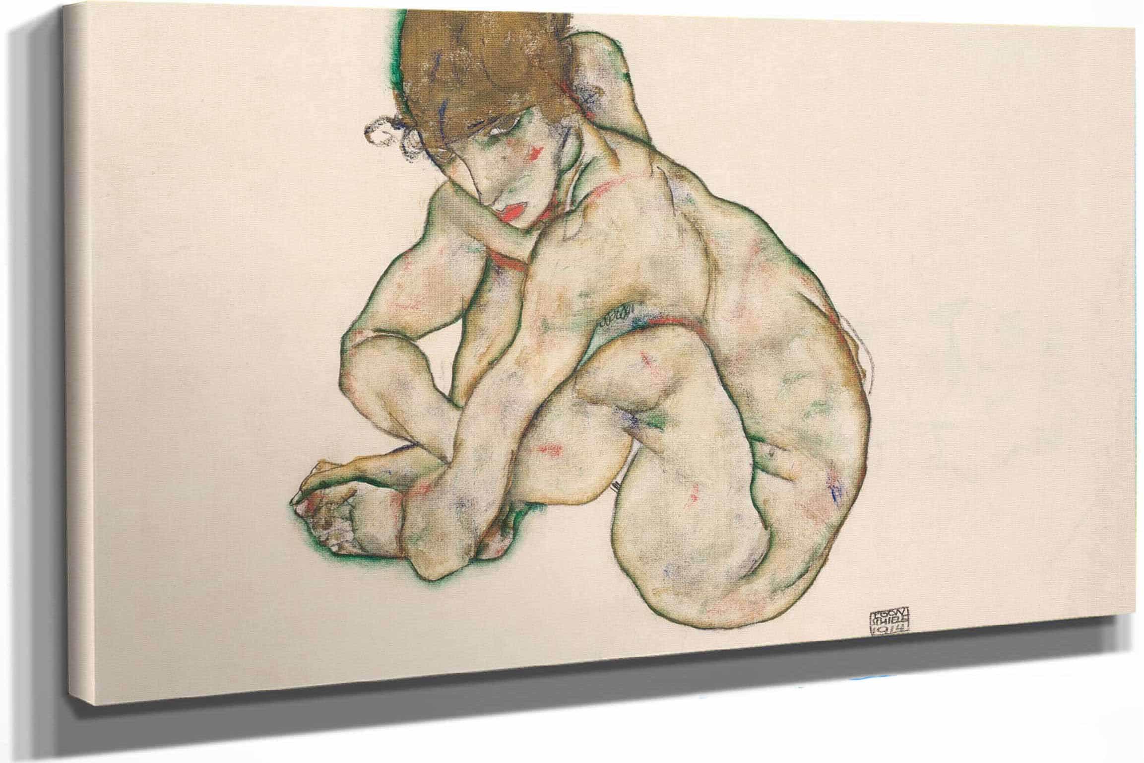 Crouching Nude Girl by Egon Schiele