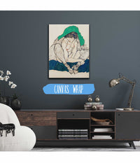 Crouching Woman With Green Headscarf by Egon Schiele