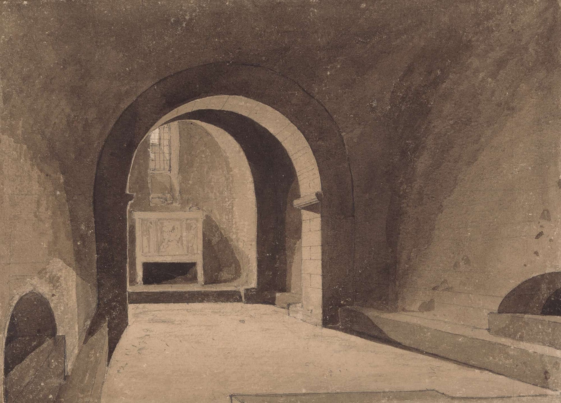 Crypt Of Saint Gervaise Rouen Normandy by John Sell Cotman