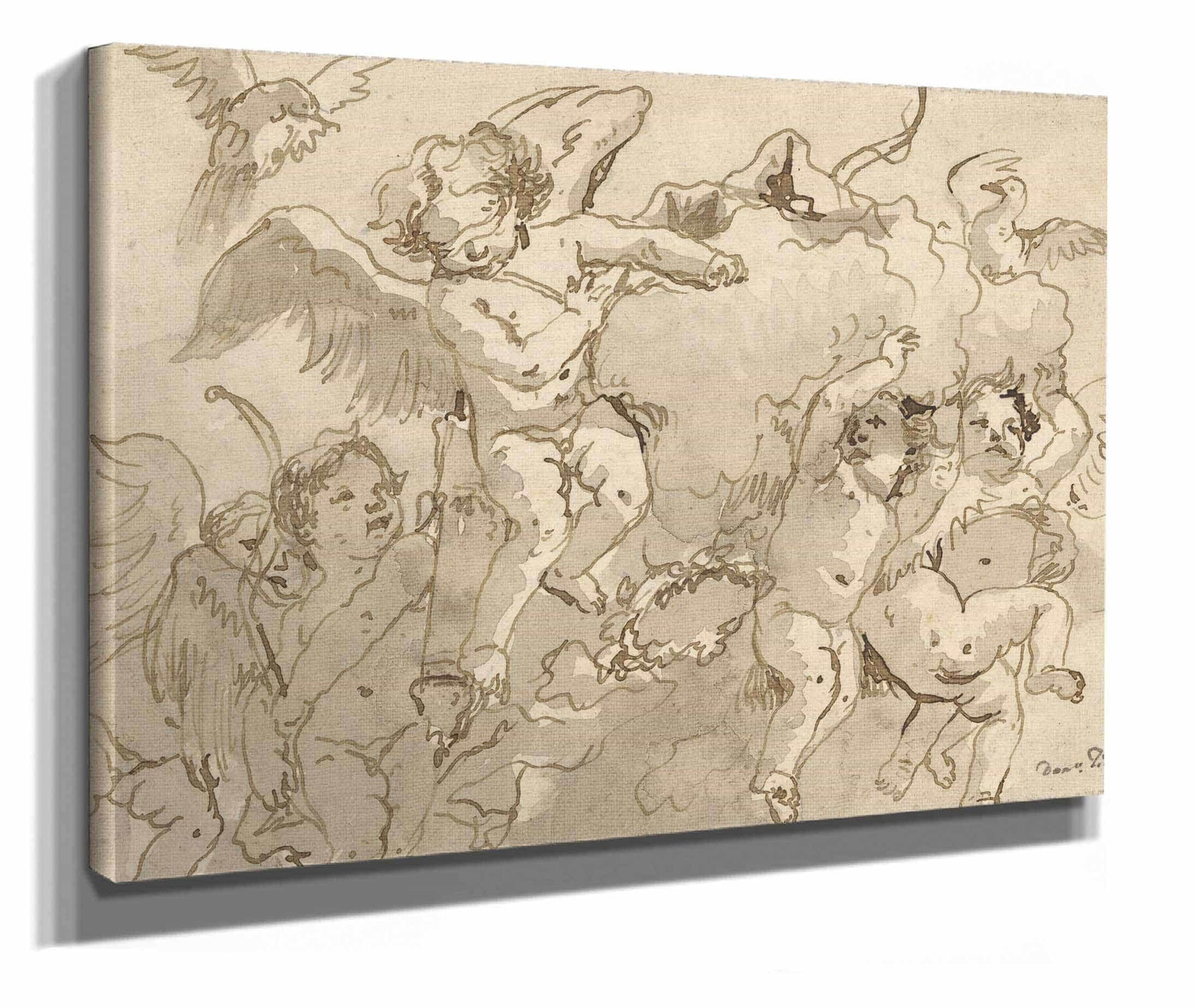 Cupid Blindfolded In The Clouds With Five Attendant Putti  by Giovanni Domenico Tiepolo