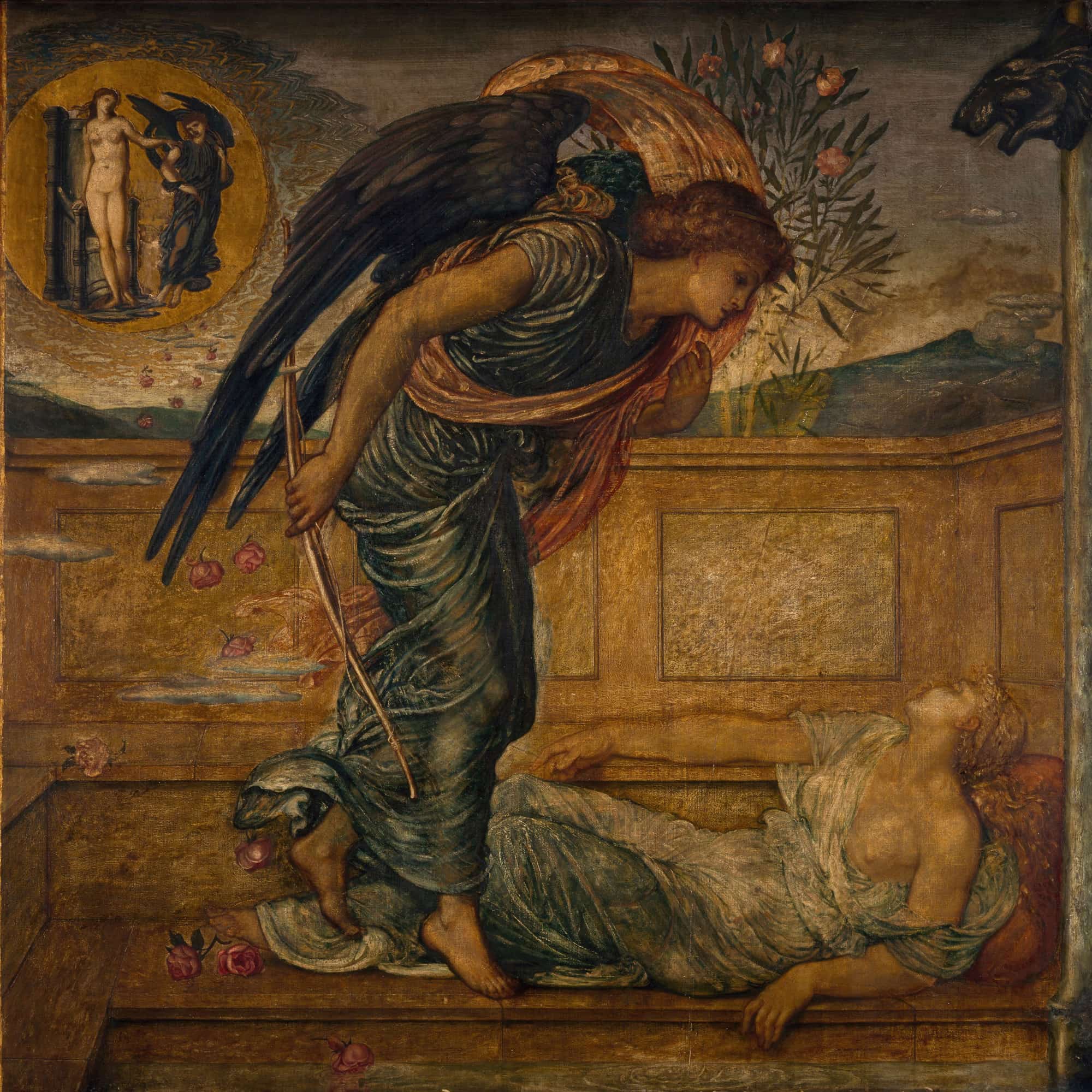 Cupid Finding Psyche Asleep By A Fountain by Sir Edward Coley Burne Jones