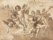 Cupid In The Clouds With Attendant Cherubs Or After by Giovanni Domenico Tiepolo