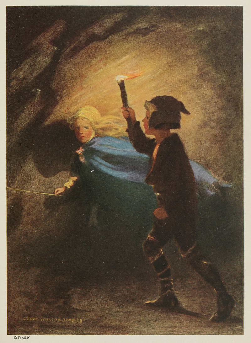 Curdie Went On After Her Flashing His Torch About by Jessie Willcox Smith