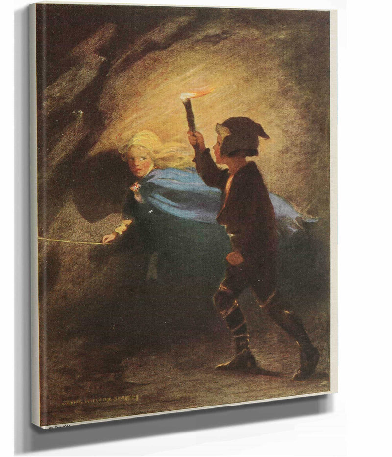 Curdie Went On After Her Flashing His Torch About by Jessie Willcox Smith