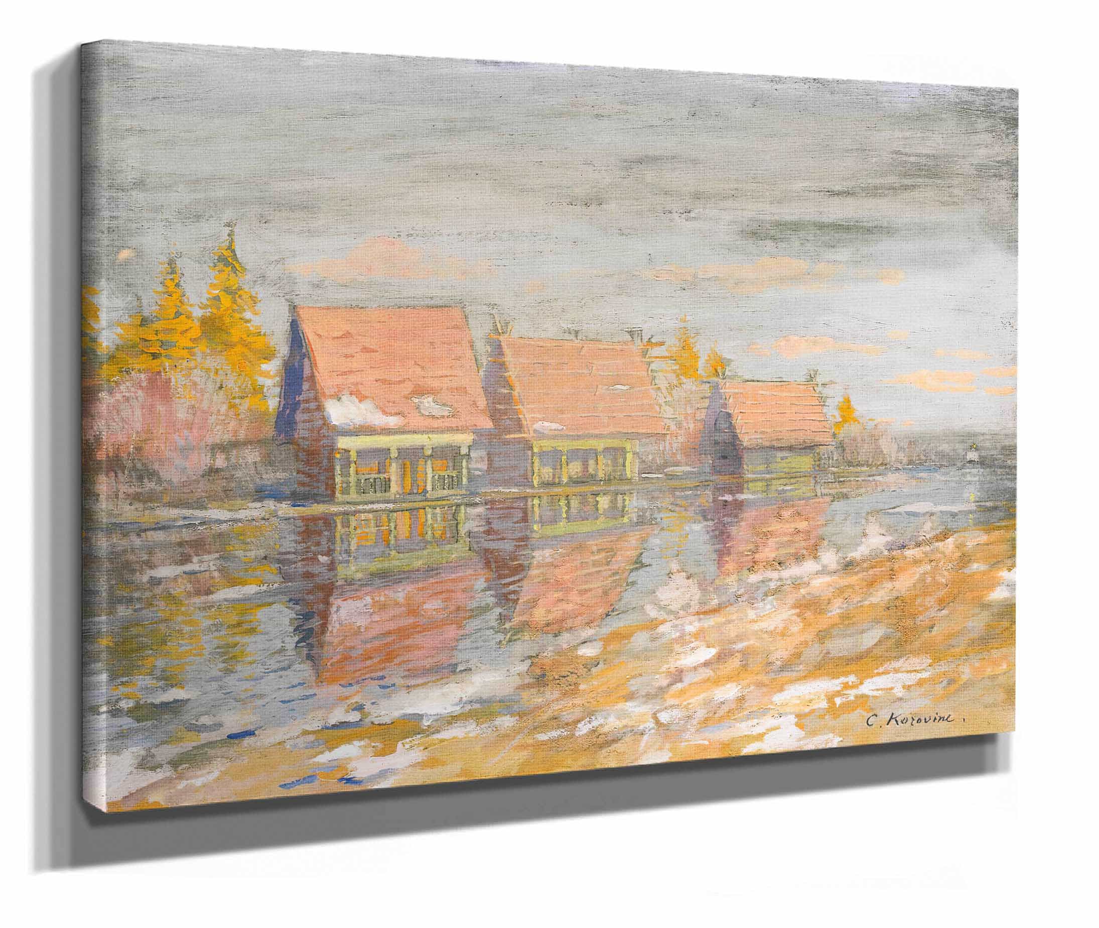 Dachas On The River Bank by Konstantin Alexeevich Korovin