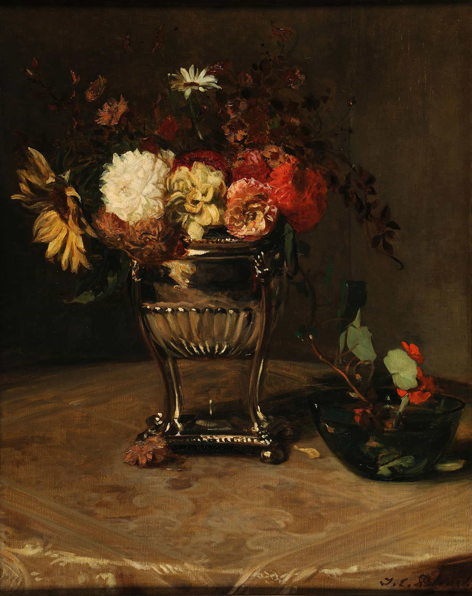 Dahlias Et Capucines A Lurne Dargent Before by Jacques Emile Blanche