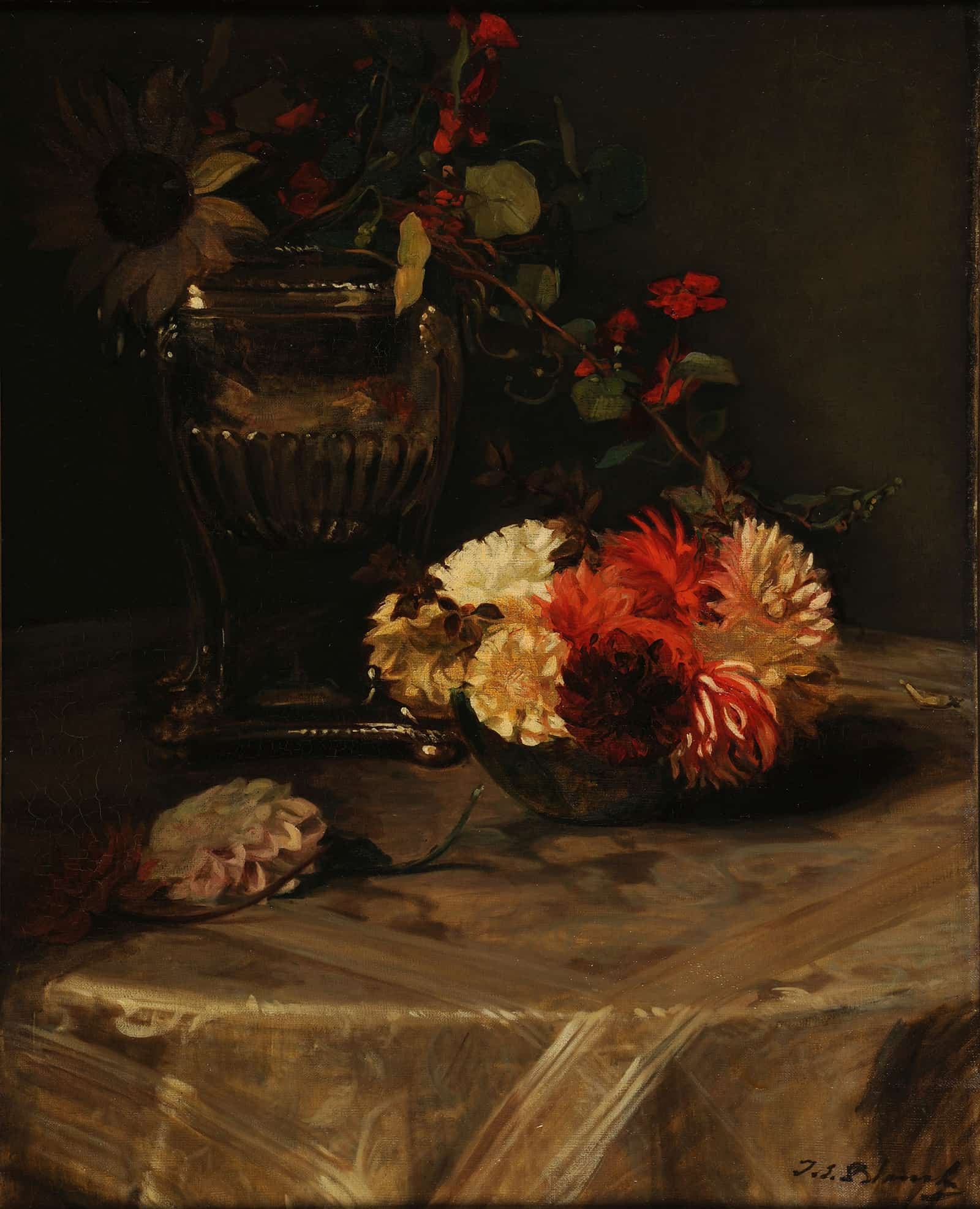 Dahlias Et Capucines A Lurne Dargent by Jacques Emile Blanche