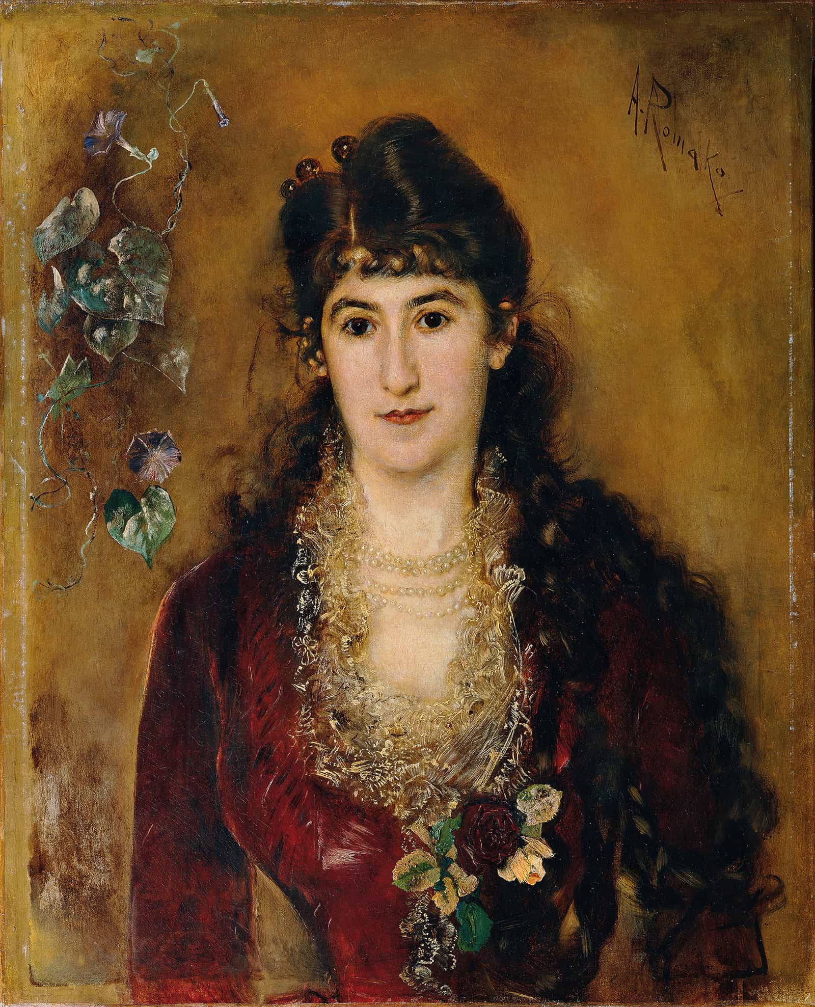 Dame Im Roten Kleid by Anton Romako