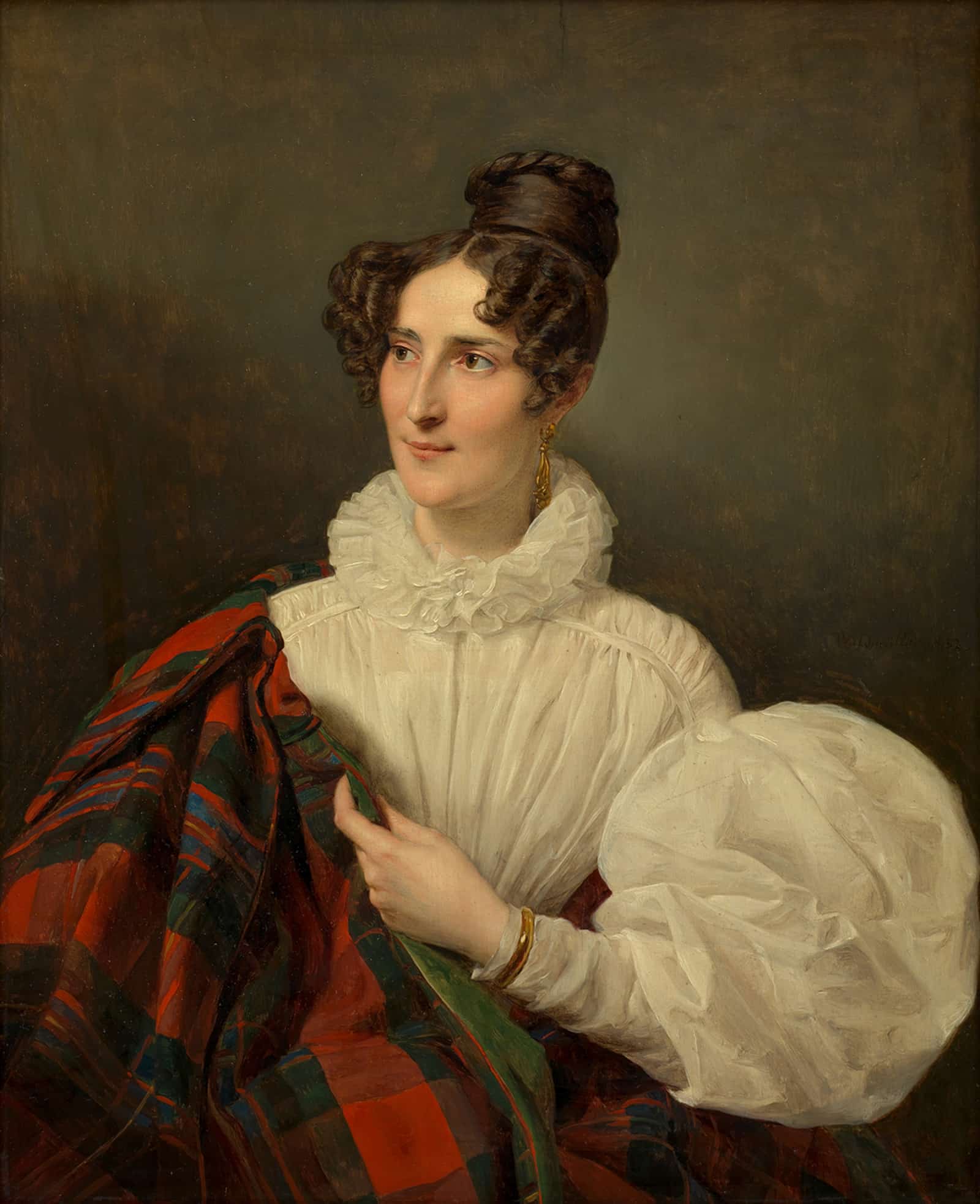 Dame In Weibem Kleid by Ferdinand Georg Waldmuller