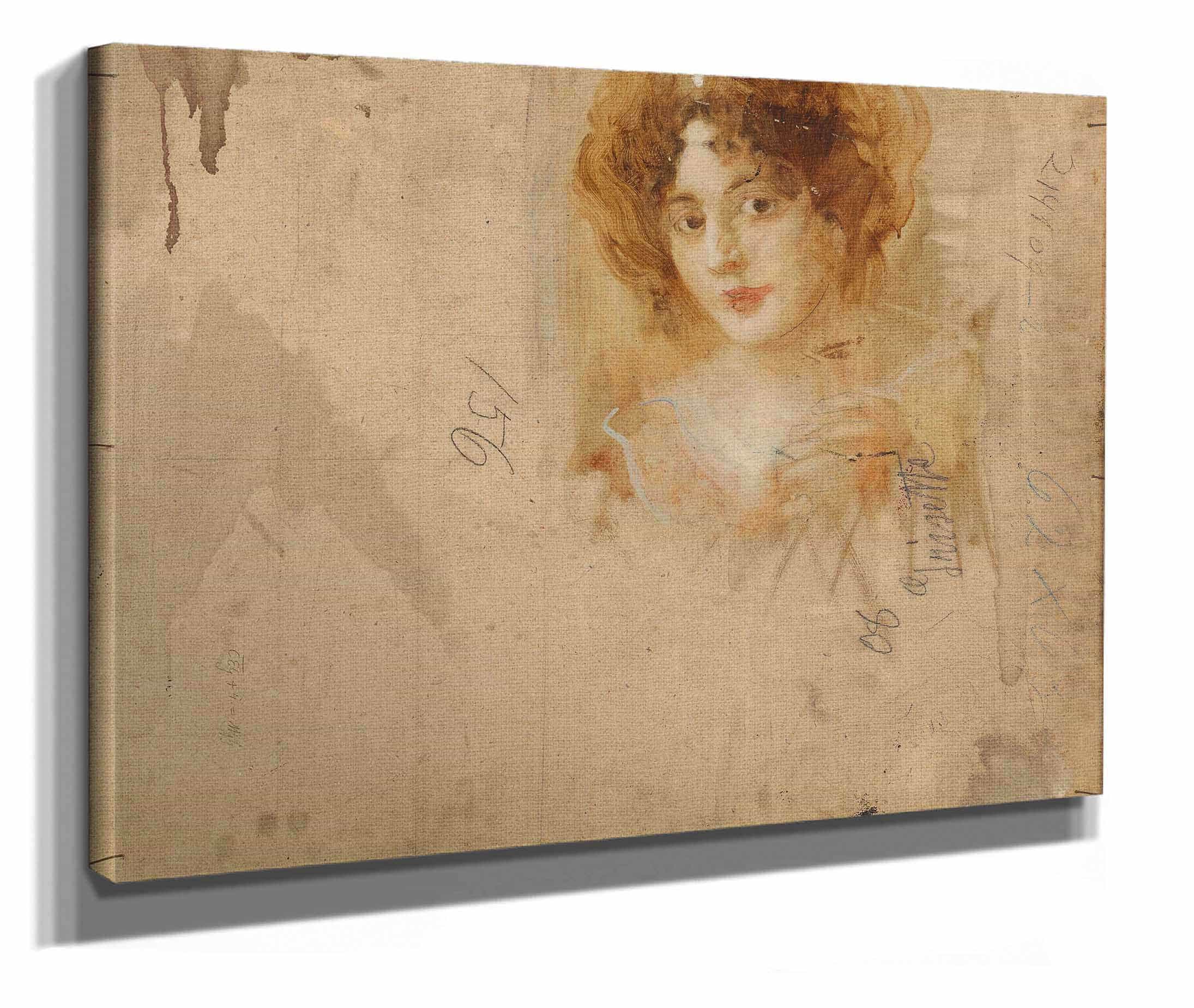 Dame Mit Hut In Gelbem Kleid by Eduard Veith