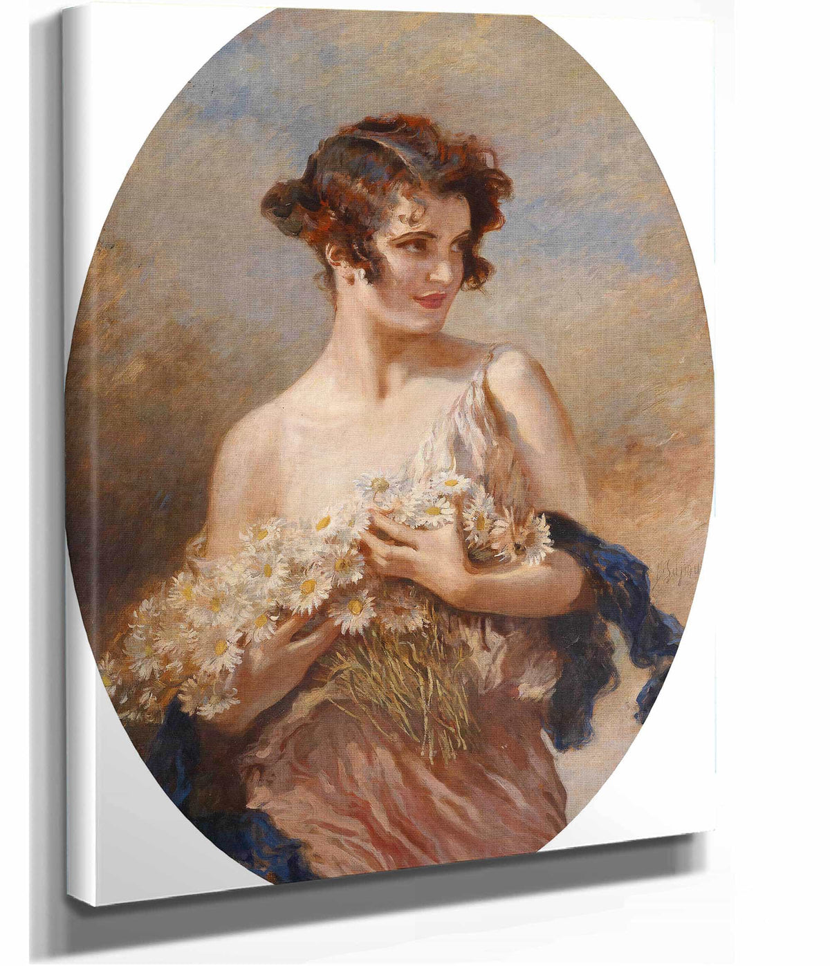 Dame Mit Margeritenstraub by Leopold Schmutzler