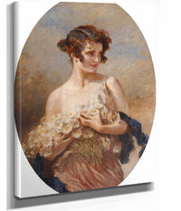 Dame Mit Margeritenstraub by Leopold Schmutzler