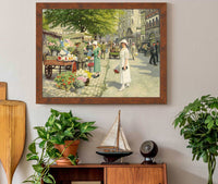 Damer Der Kober Blomster Pa Amagertorv by Paul Fischer