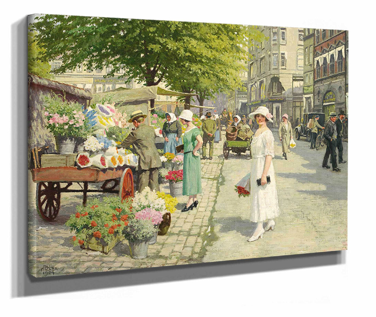 Damer Der Kober Blomster Pa Amagertorv by Paul Fischer