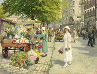 Damer Der Kober Blomster Pa Amagertorv by Paul Fischer