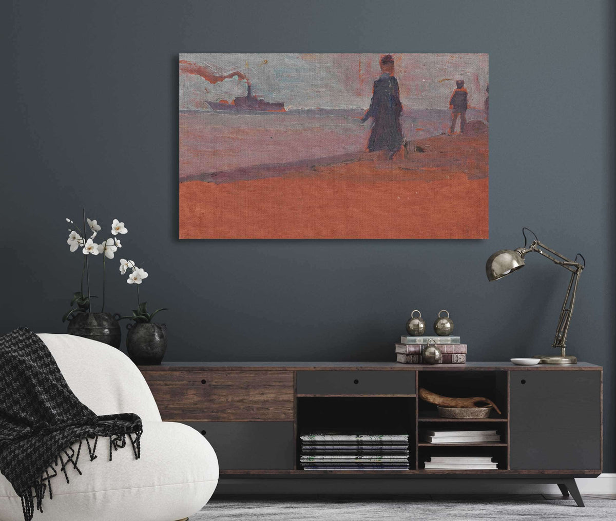 Dampfer Vom Strand Aus Gesehen by Egon Schiele