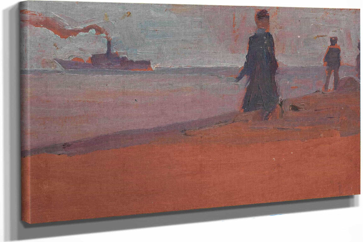 Dampfer Vom Strand Aus Gesehen by Egon Schiele