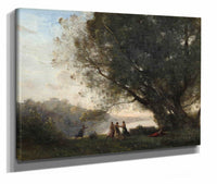 Dance Under The Trees At The Edge Of The Lake by Jean Baptiste Camille Corot