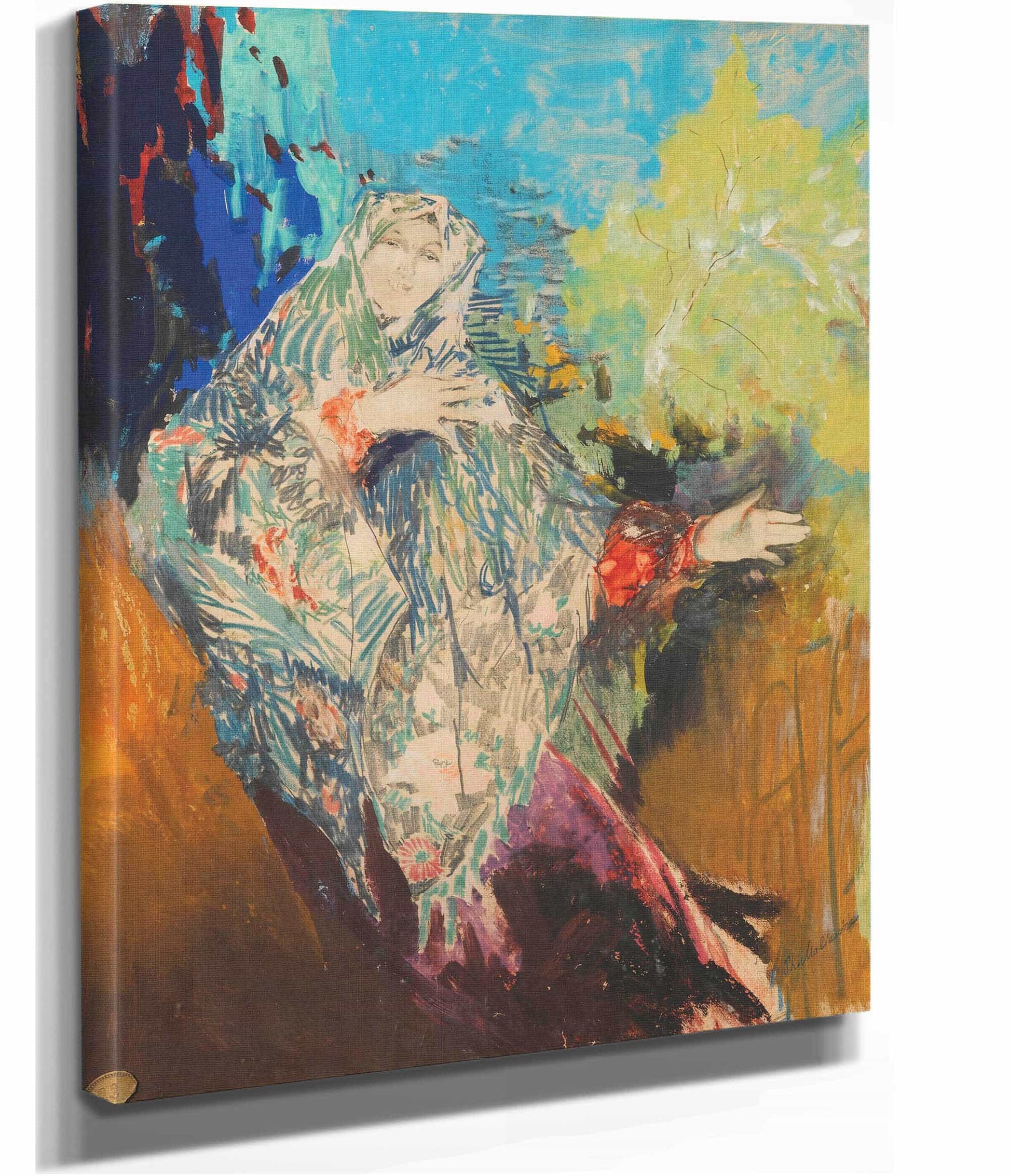Dancing Peasant Woman In A Colourful Shawl by Filipp Malyavin