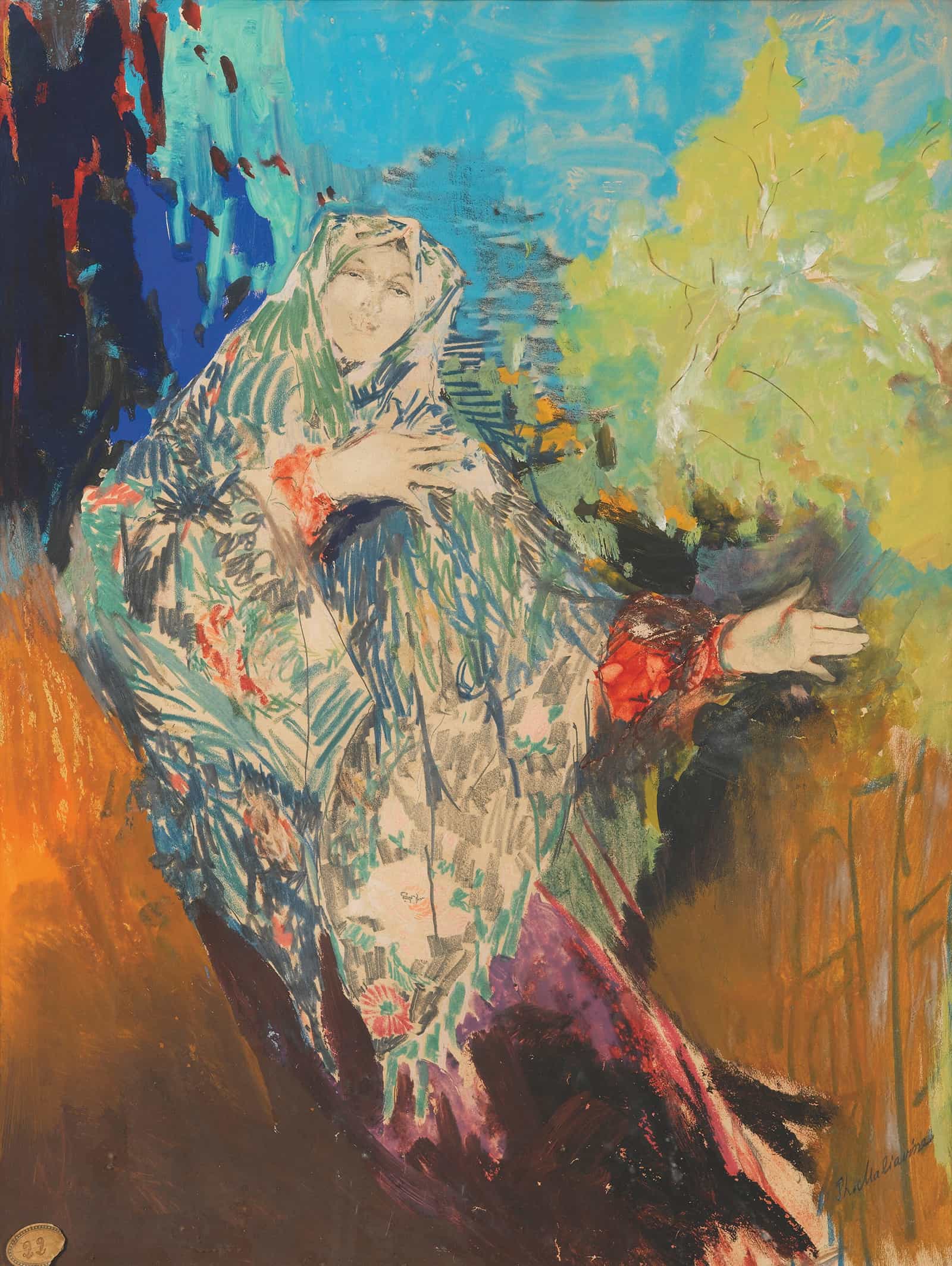 Dancing Peasant Woman In A Colourful Shawl by Filipp Malyavin