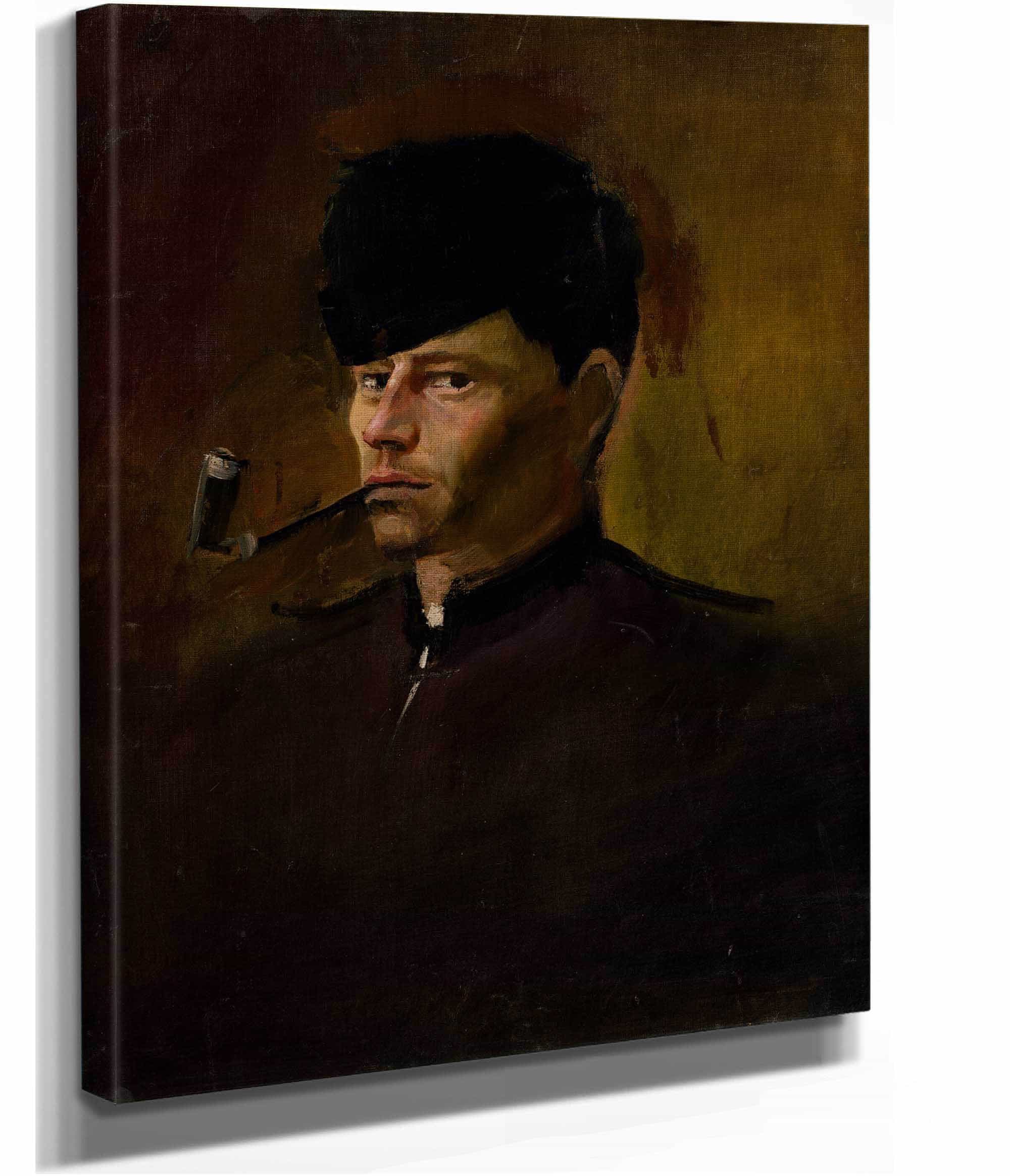 Dandy In Fur Cap With Pipe   by Ladislav Mednyanszky